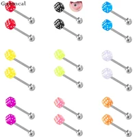 guemcal 2pc 14g stainless steel color capsule tongue barbell piercings body fashion jewelry