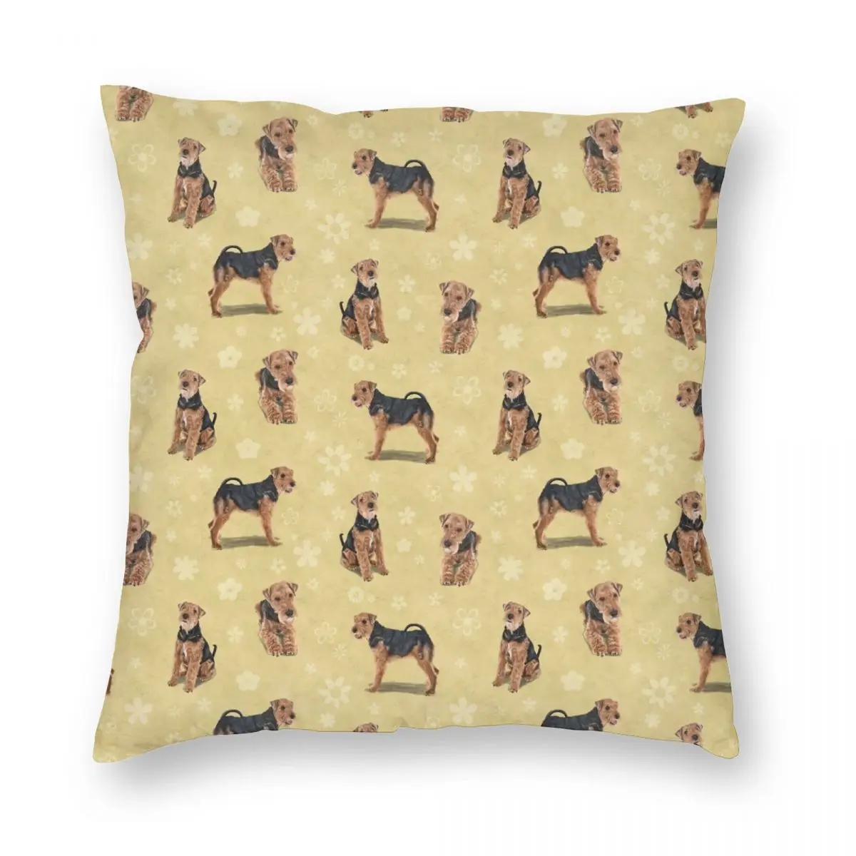 Квадратный чехол для подушки Welsh Terrier Dog из полиэстера и льна с бархатным узором