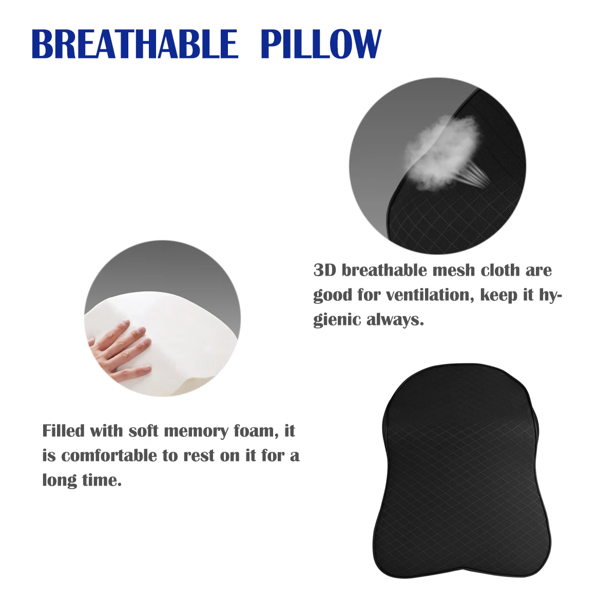 3D Черный Автомобильный подголовник для отдыха подушка с эффектом памяти