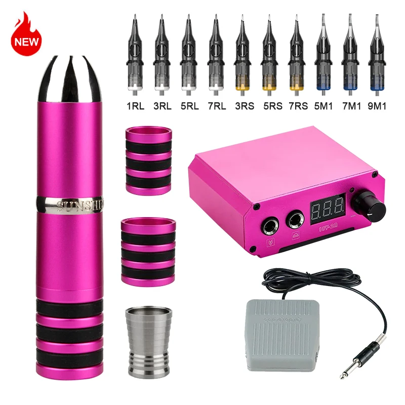 

Tattoo Machine Kits Tattoo Power Supply With Cartridges Needles Permanent Makeup Pen Tattoo Studio Supplies
