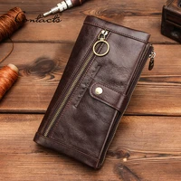 contacts long wallet men genuine leather purse wallets rfid blocking clutch bag card holder coin purses zipper phone pocket