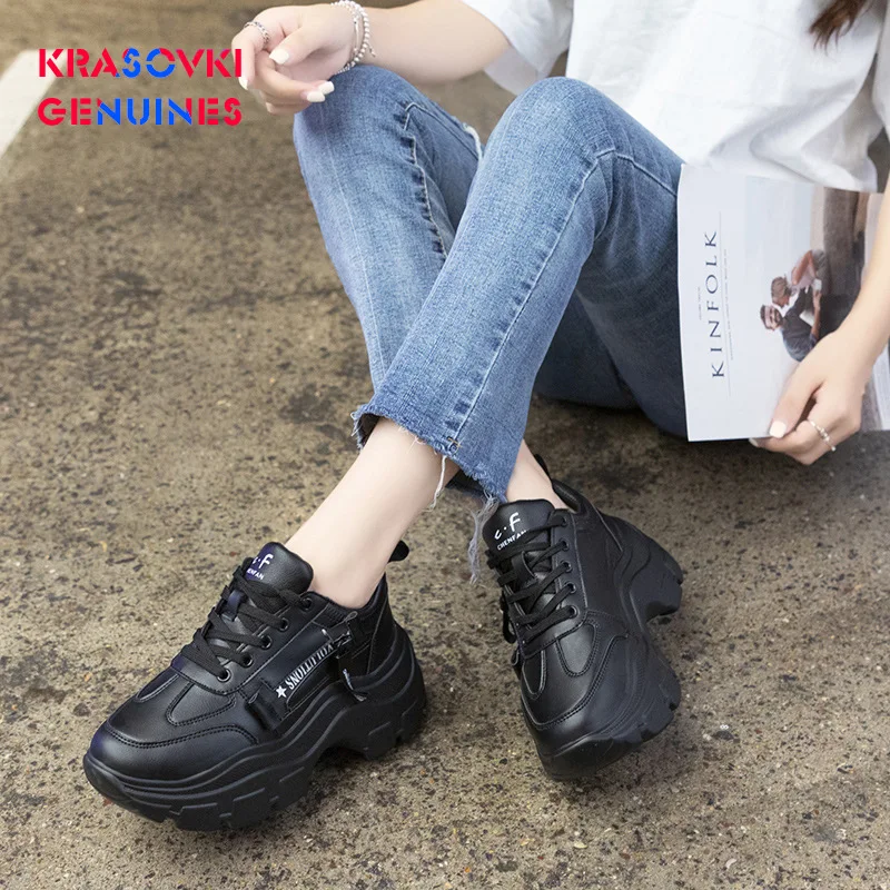 Krasovki/женские кроссовки из натуральной кожи на платформе Высококачественная