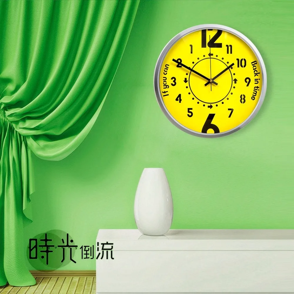 Задняя часть времени/металл/кварцевые Висячие Часы для гостиной креативные