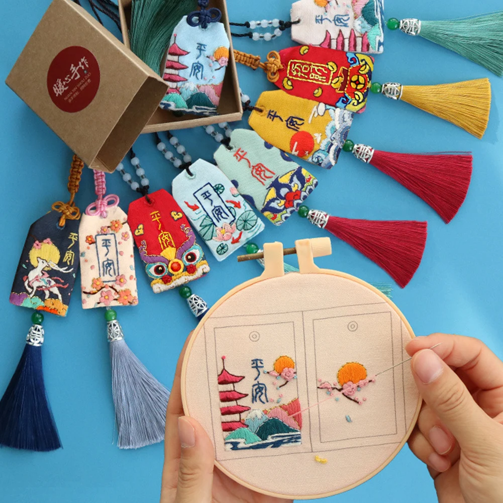 Chinese Best Wishes DIY Embroidery Amulet Handcraft Needlework Cross Stitch Kit Cotton Cartoon Talisman Gifts For Family Friends | Дом и сад