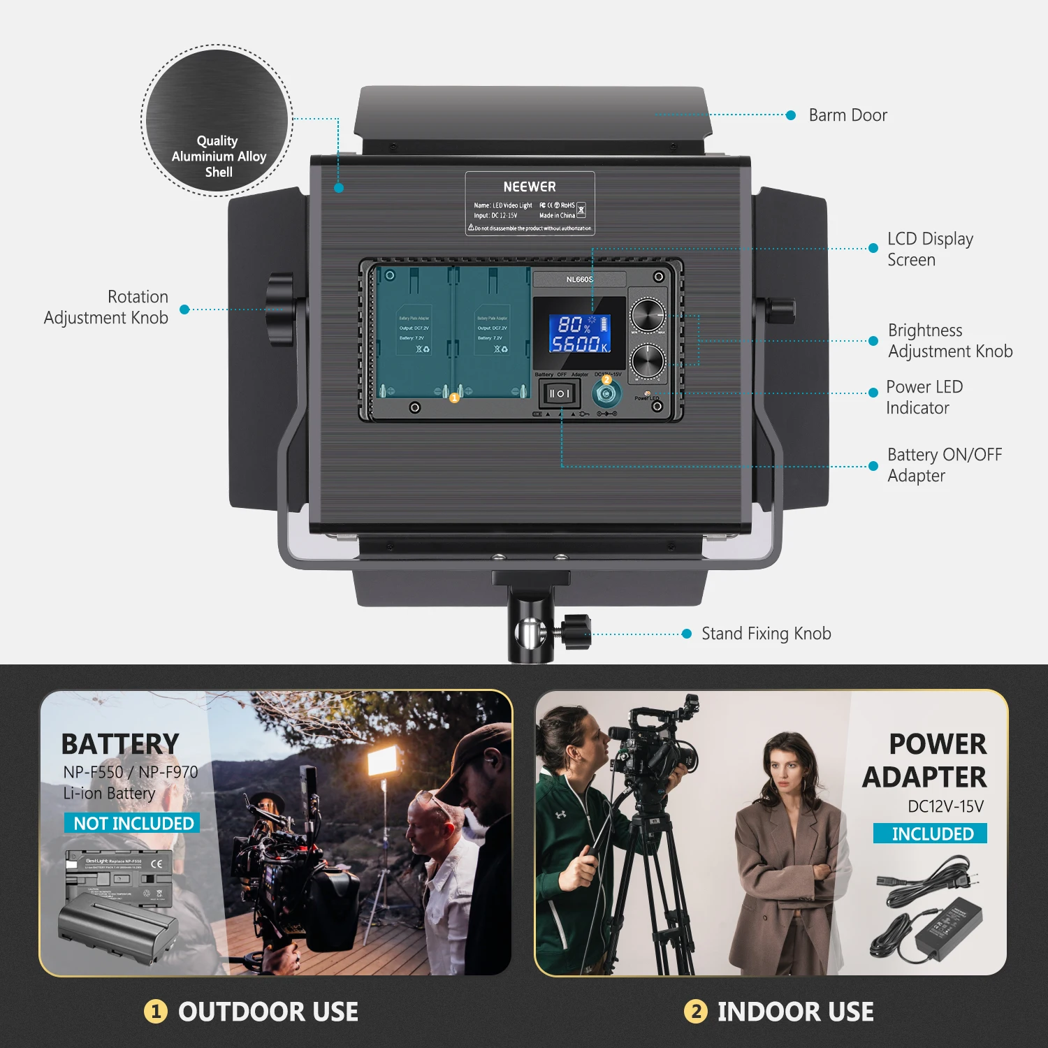 Neewer Модернизированная двухцветная светодиодная панель с подсветкой 660