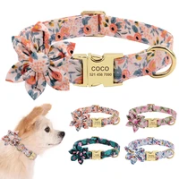 dog accessories pet puppy cat collar custom nylon printed dog nameplate collar personalized engraved id tag collars small dogs