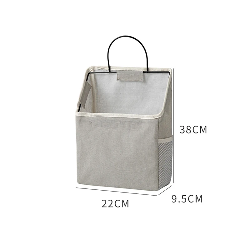 

Cotton Linen Wall-mounted Storage Bag Wall Hanging Bedside Storage Organizer Book Magazine Mobile Phone Holder Storage Bag