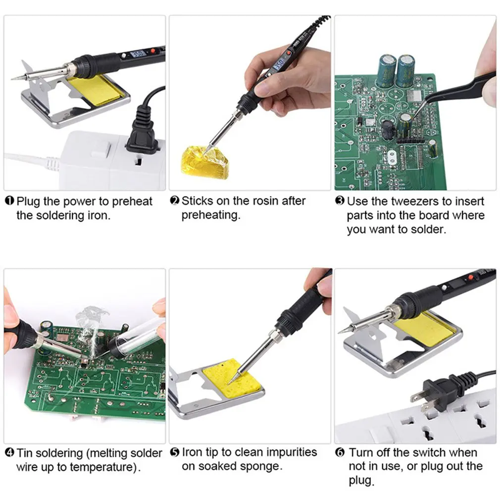 

Soldering Iron Kit Adjustable Temperature 220V 80W LCD Solder Welding Tools Ceramic Heater Soldering Tips Desoldering Pump Set