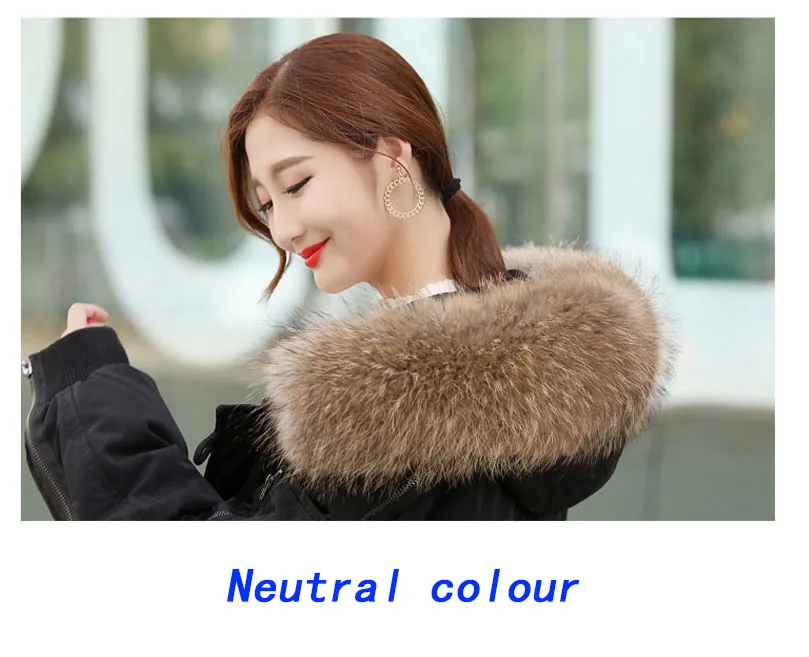 neutral brown 50-13 Коллекция года, натуральный мех енота, воротник, детские шарфы, зимнее пальто женский длинный теплый шарф с воротником, натуральный мех, 50 см, Zxx55 - Цвет: neutral brown 50-13