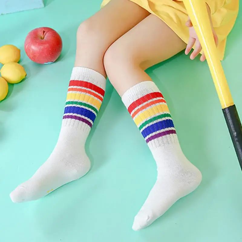 

Boy Girl Baby Children's Rainbow Stripes Knee-high Socks Socks Cotton Blended Soft Warm Skin-friendly Breathable For 1-10 years
