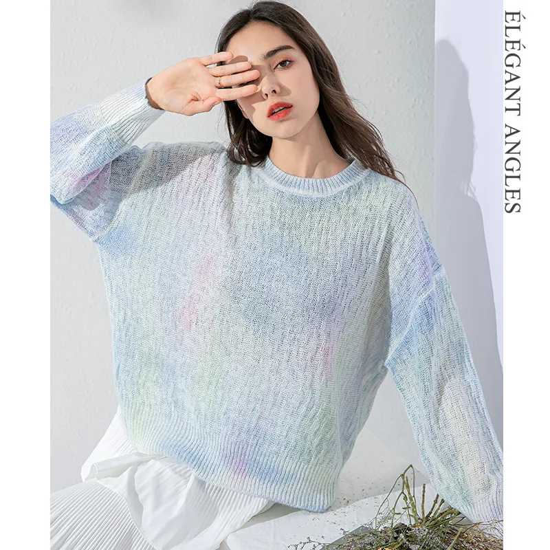 

Lazy looser mohair sweaters spray dyeing art, women's clothing