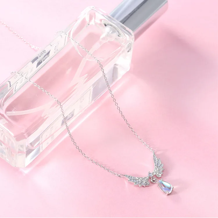 

S925 silver sparkle diamond Angel Wing Necklace for women necklace for women cross necklace