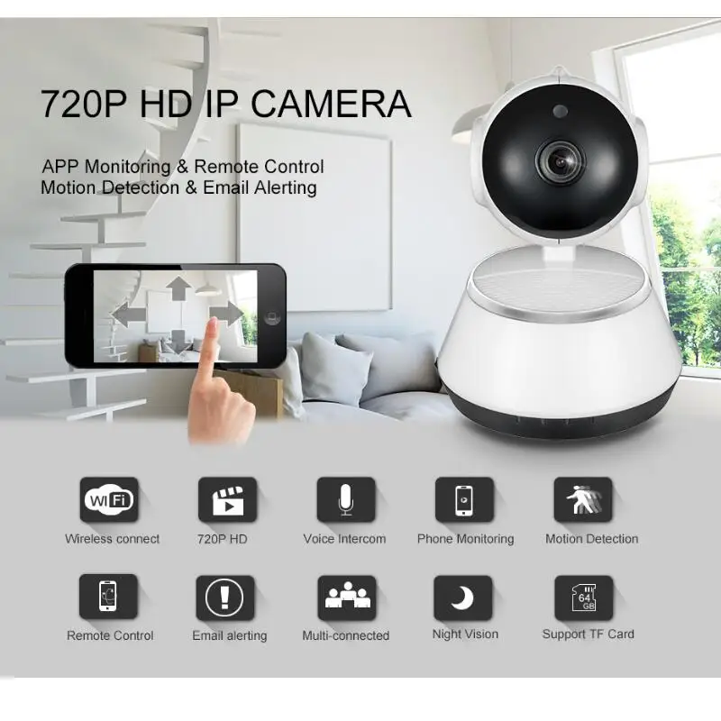 Домашняя ip-камера безопасности Беспроводная смарт-камера с Wi-Fi аудио запись наблюдения детский монитор HD мини CCTV камера 720p