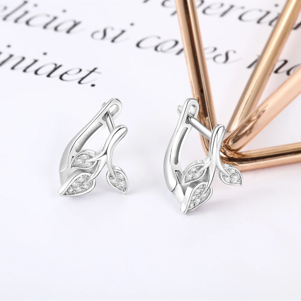 JewelOra, однотонные 925 пробы, серебряные серьги-гвоздики для женщин, серебро 925, ювелирное изделие для женщин, кубический цирконий, серьги в форме сердца и листьев для девочек