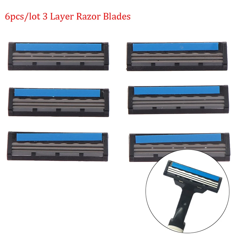 

6PCS/SET 3 Layers Men Face Shaving Razors Replacement Blades Male Manual Razor Blades For Standard Beard Shaver Trimmer Blades