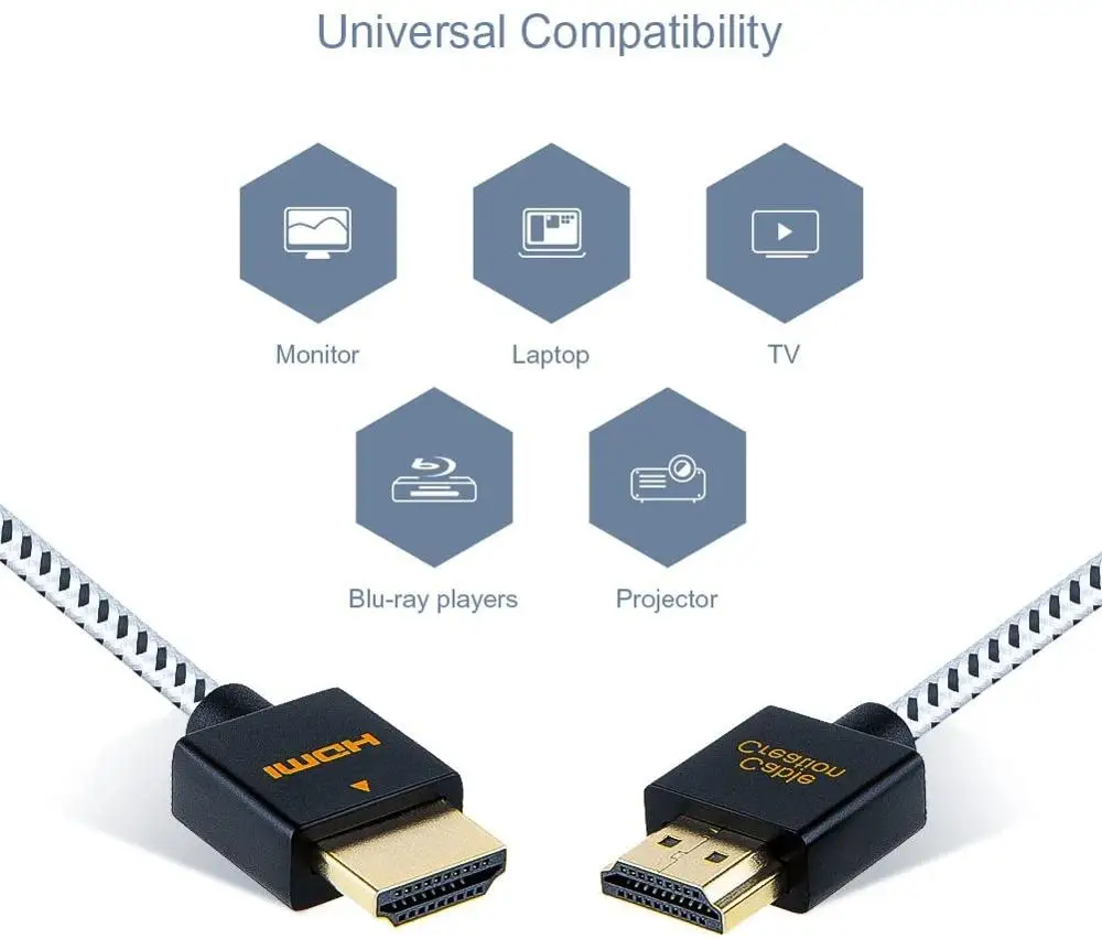 Сверхтонкий кабель HDMI 4K @ 60 Гц возвратный аудиоканал (ARC) 2 0 высокоскоростной