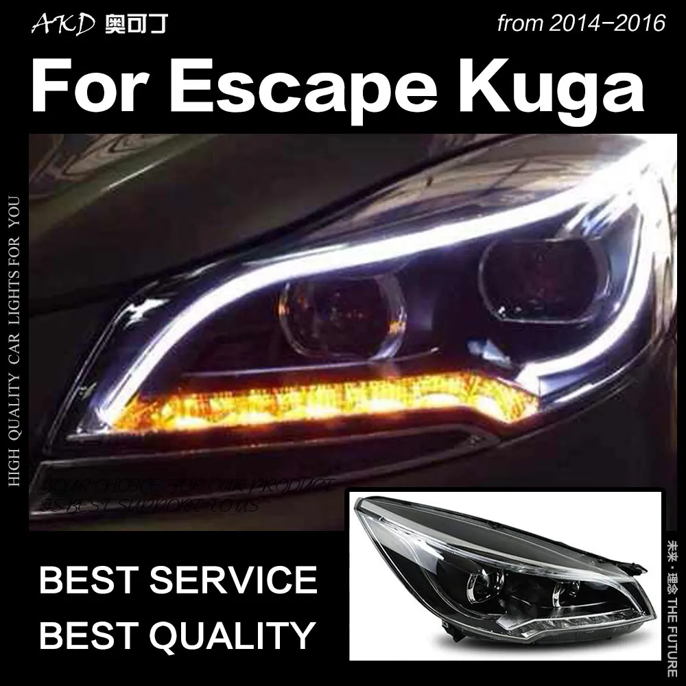 АКД стайлинга автомобилей для Ford Escape Kuga 2014-2016 светодиодный фары DRL Hid фара