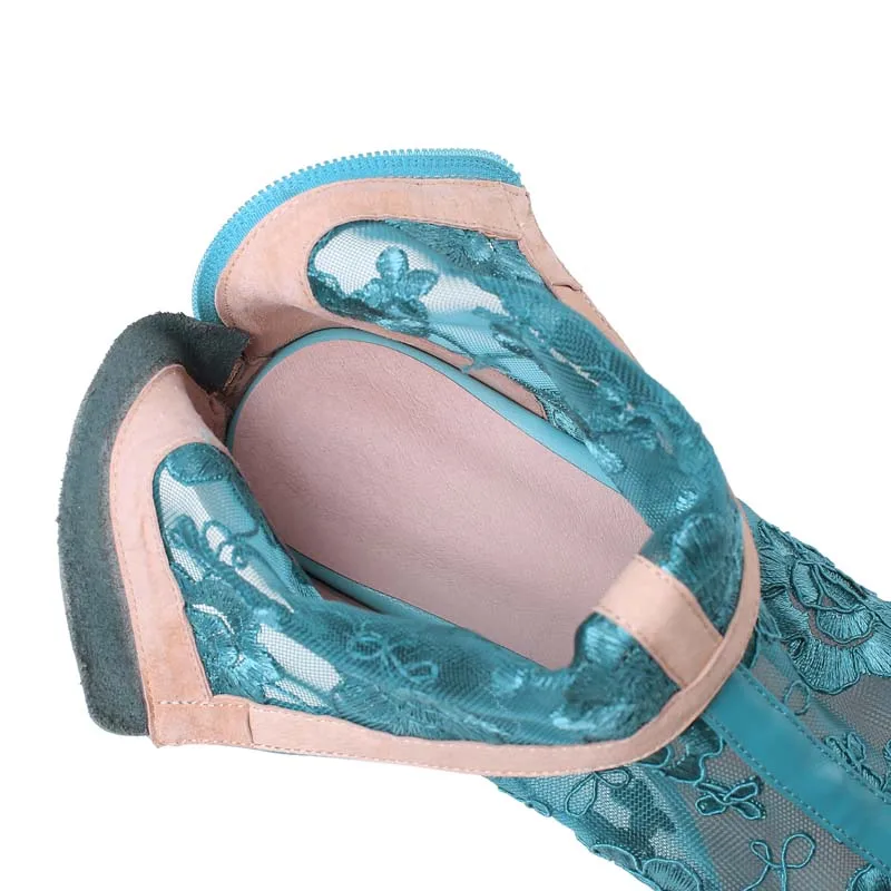 Женские летние сетчатые ботильоны из натуральной бычьей кожи модные синие