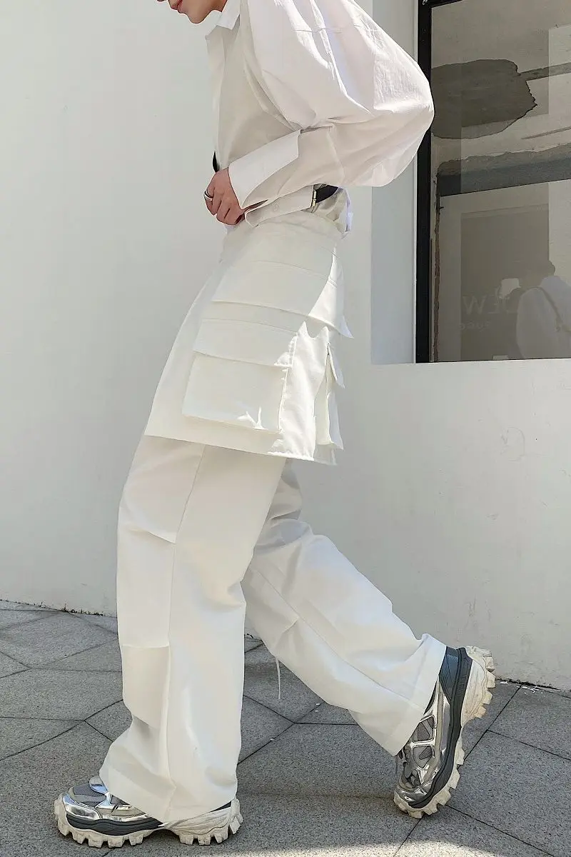 

IEFB /men's wear niche personality three-dimensional pocket function fashion loose casual pants korean strendy buttoms 9Y2610