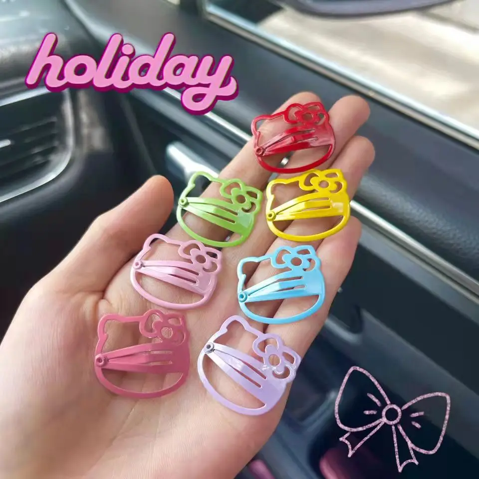 

7 шт./набор милые плюшевые Мультяшные милые куклы Kawaii Hellow Kittys Sanrio радужные BB заколки аниме плюшевые игрушки для девочек подарок на день рожде...