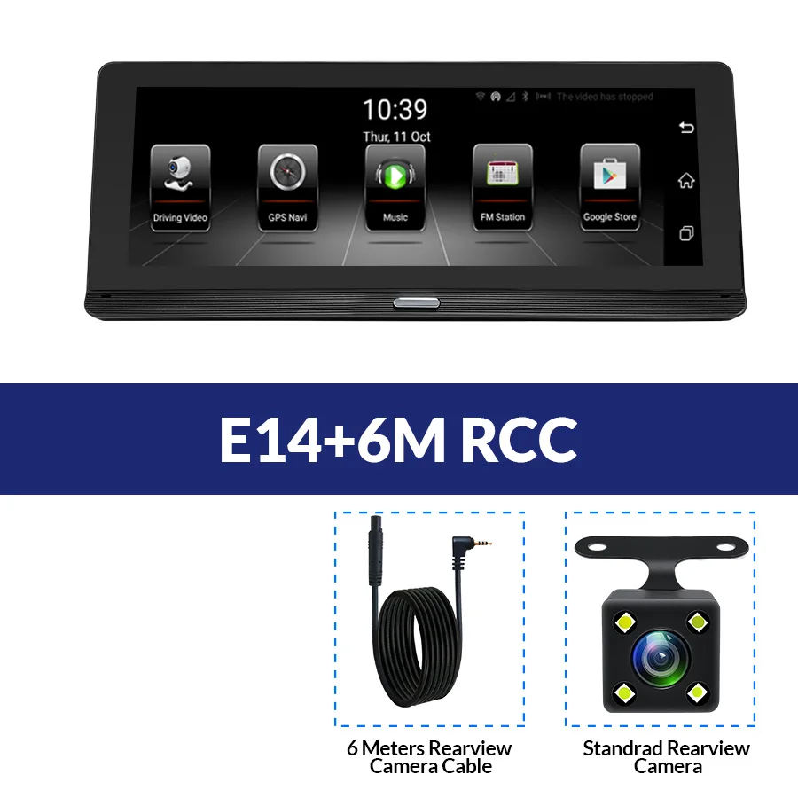 E-ACE E14 Автомобильный видеорегистратор 4G Android Dash Camara 8,0 дюймов видео рекордер gps навигация Dashcam ADAS Авто регистратор с камерой заднего вида - Название цвета: E14-6M RCC