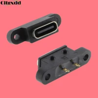 1pcs type c 24pin waterproof female usb c socket port w screw hole fast charge charging interface 180 degree usb connector