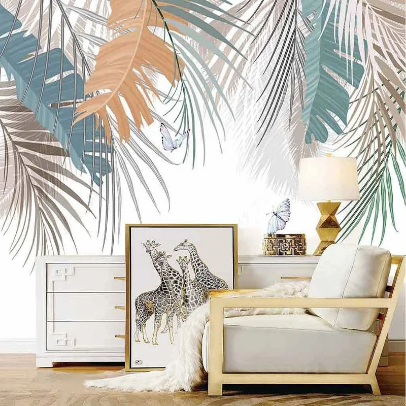 

Custom Photo Wallpaper 3D Hand Painted Rainforest Banana Leaf Palm Tree Mural Living Room Indoor Background Wall Papel De Parede