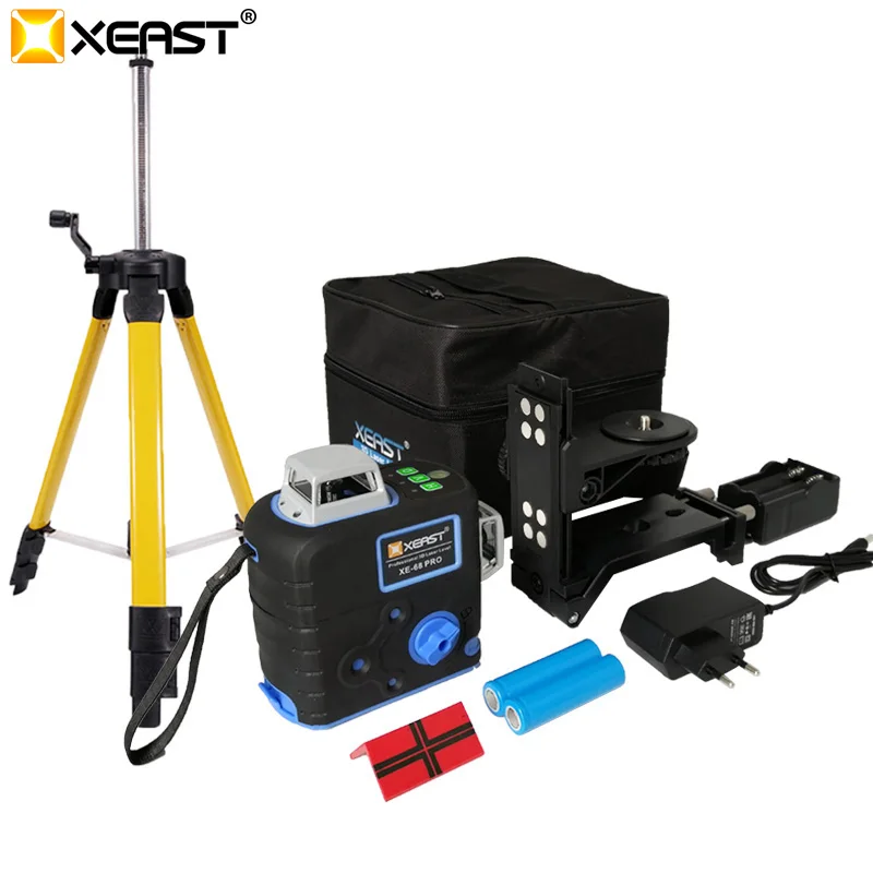 

2019 XEAST XE-68G Pro set 4 3D GREEN Laser Levels 12 Lines Cross Level with Tilt Function