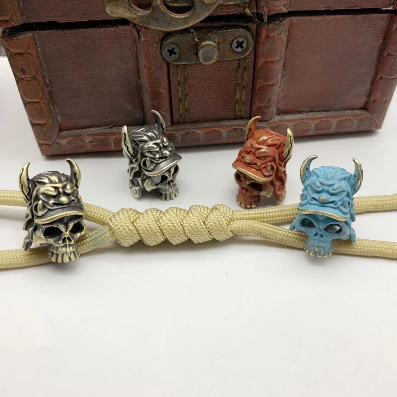 Бусы из паракорда ручной работы с черепом на половину лица бусы шнурок латунные