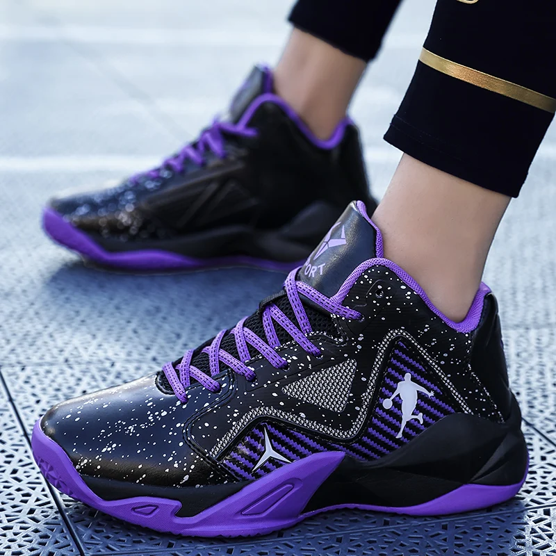 New Fashion Leather Waterproof Kids Jordan Shoes Outdoor Training Basketball Sneakers Students Size 4.5-8