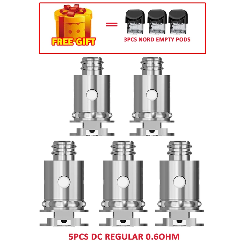 regular DC 0.6 coil Smok Nord Pod vape комплект с аккумулятором 1100 мАч 3 мл картридж сетка спиральная электронная сигарета Vape pod Kit vs SMOK novo - Цвет: regular DC 0.6 coil