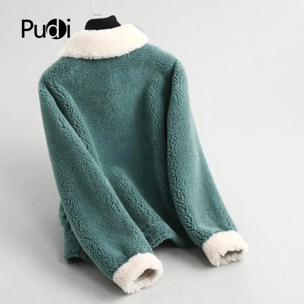 PUDI A59370 Женское зимнее пальто из настоящей шерсти с воротником из овчины, теплая куртка, пальто для девочек, женская короткая куртка, пальто