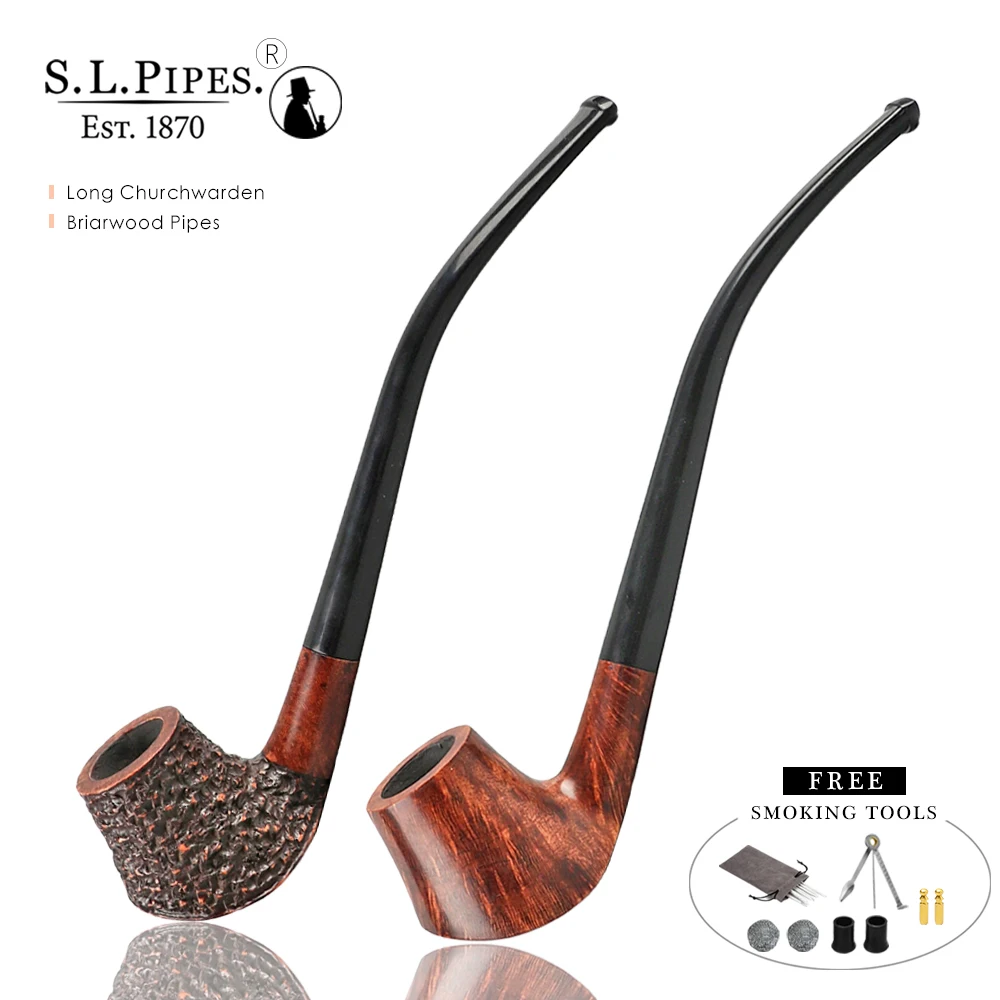 

Smoker Churchwarden Briar деревянная трубка ручной работы для курения стандартные металлические фильтры 3 мм Бесплатная доставка