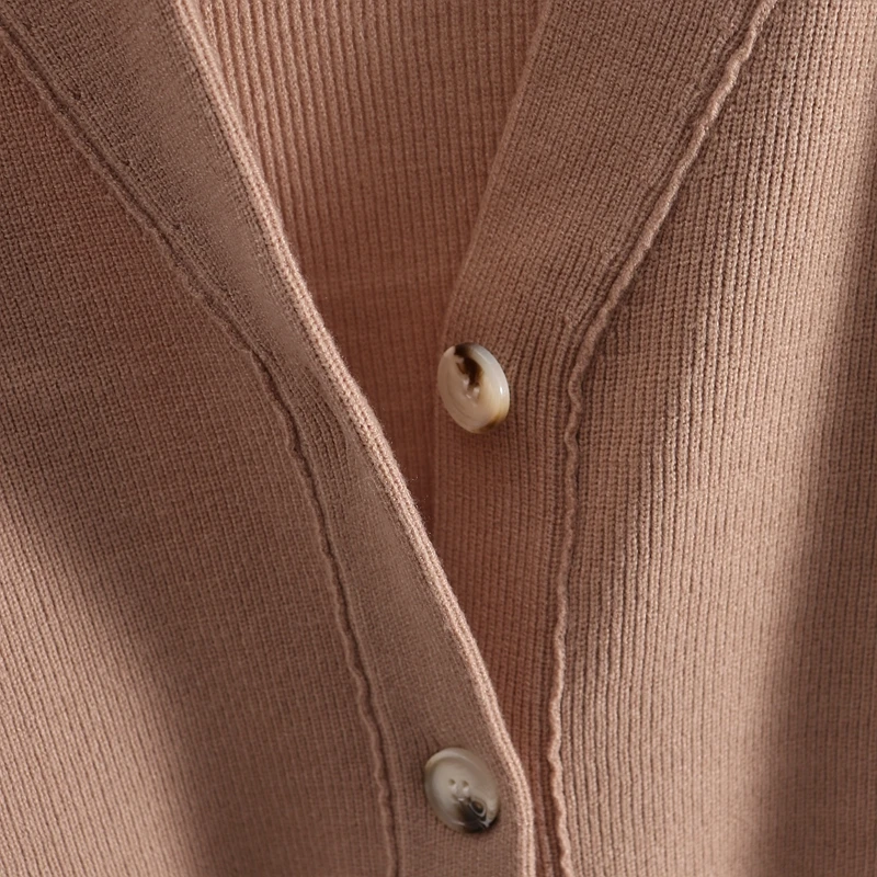 Женский трикотажный кардиган GIGOGOU Свободный с v-образным вырезом и карманом |