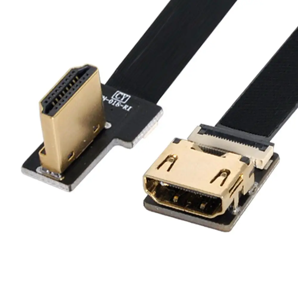

Right Angled HDMI-Compatible A Male to Female HDTV FPC FPV Flat extension Cable for HDTV Multicopter Aerial Photography