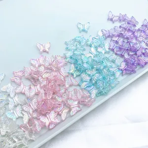 Простые AB Красочные Акриловые Бабочки свободные DIY бусины ювелирных изделий с прямым отверстием размер около 1,5 мм 30 шт. y1415