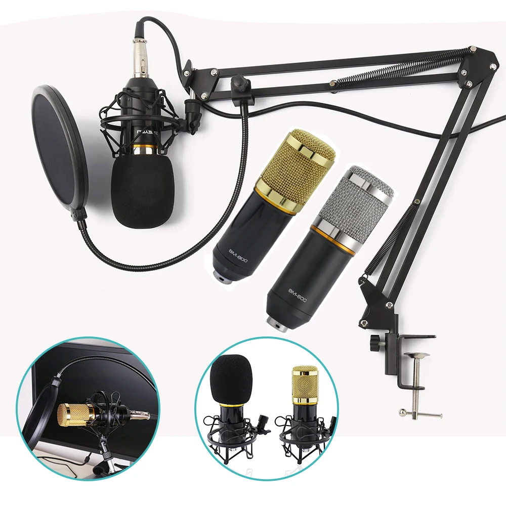 Профессиональный BM-800 конденсаторный микрофон Золотое кольцо комплект караоке