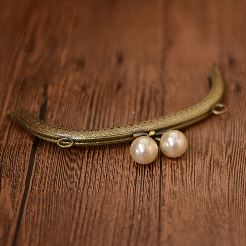 DIY Antique Bronze Pearl Head Metal Purse Frame Handle Kiss Clasp Lock for Bag Sewing Craft Tailor Accessories
