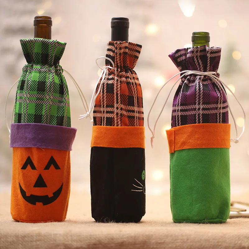 1PCs Wine Bottle Cover Halloween Witch Pumpkin Red Tote Bags Holders Party Decoration Supplies | Дом и сад