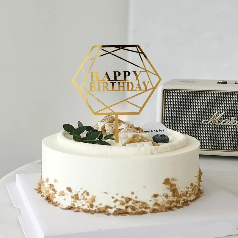 

Новый золотой счастливый топперы для торта на день рождения акриловый торт ко дню рождения фигурки жениха и невесты; Настенный декор для Де...