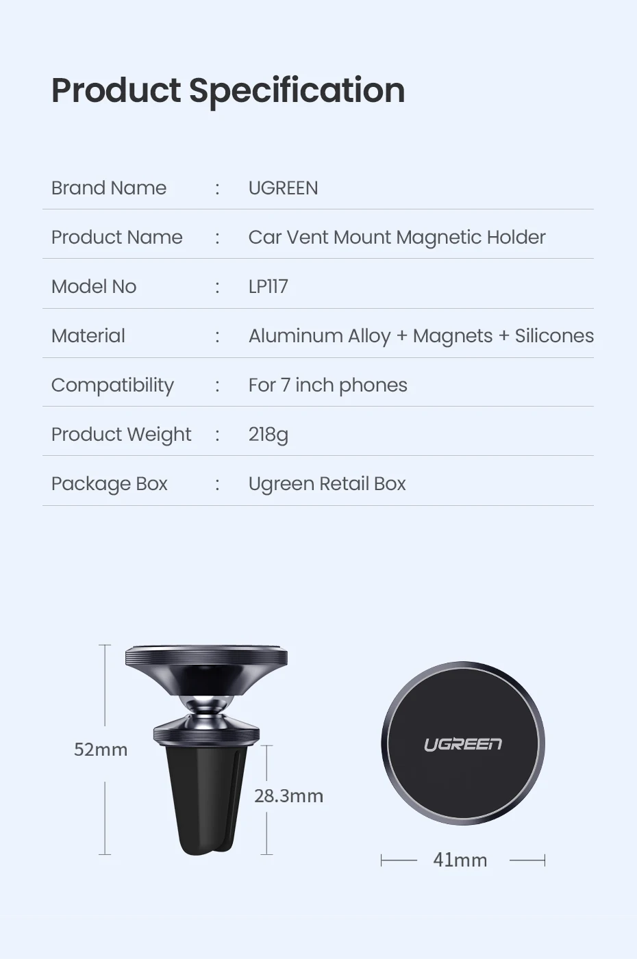 Ugreen Car Magnetic Phone Holder Cell Phone Mount Holder Stand In Car Smartphone Support Magnet for iPhone X Mobile Stand Holder