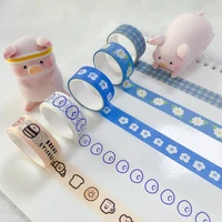plaid smiley face and paper tape decoration hand account material hand tear sticker film paper tape student sealing sticker