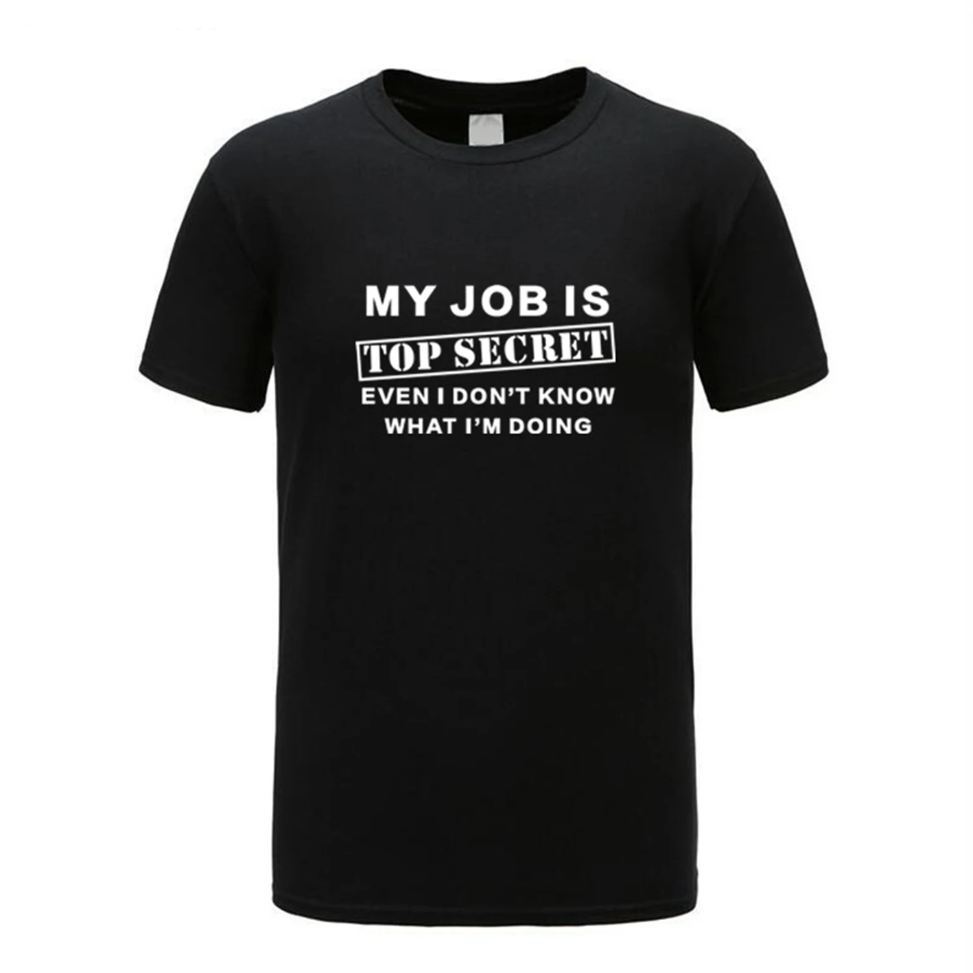 

Забавная Мужская футболка в стиле Харадзюку с надписью «MY work IS TOP SECRET», Хлопковая мужская футболка с короткими рукавами и индивидуальным рис...