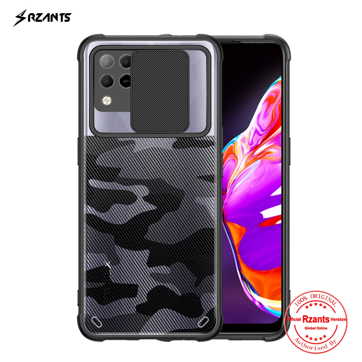 

Rzants For Infinix Hot 10S Case Hard [Camouflage Lens] Lens Protection Shockproof Slim Half Clear Thin Cover