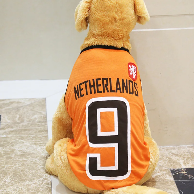 

Summer Pet Vest Ventilate Dog Clothes Basketball Football National Team Shirt Jacket For Puppy Medium Large Boy Girl