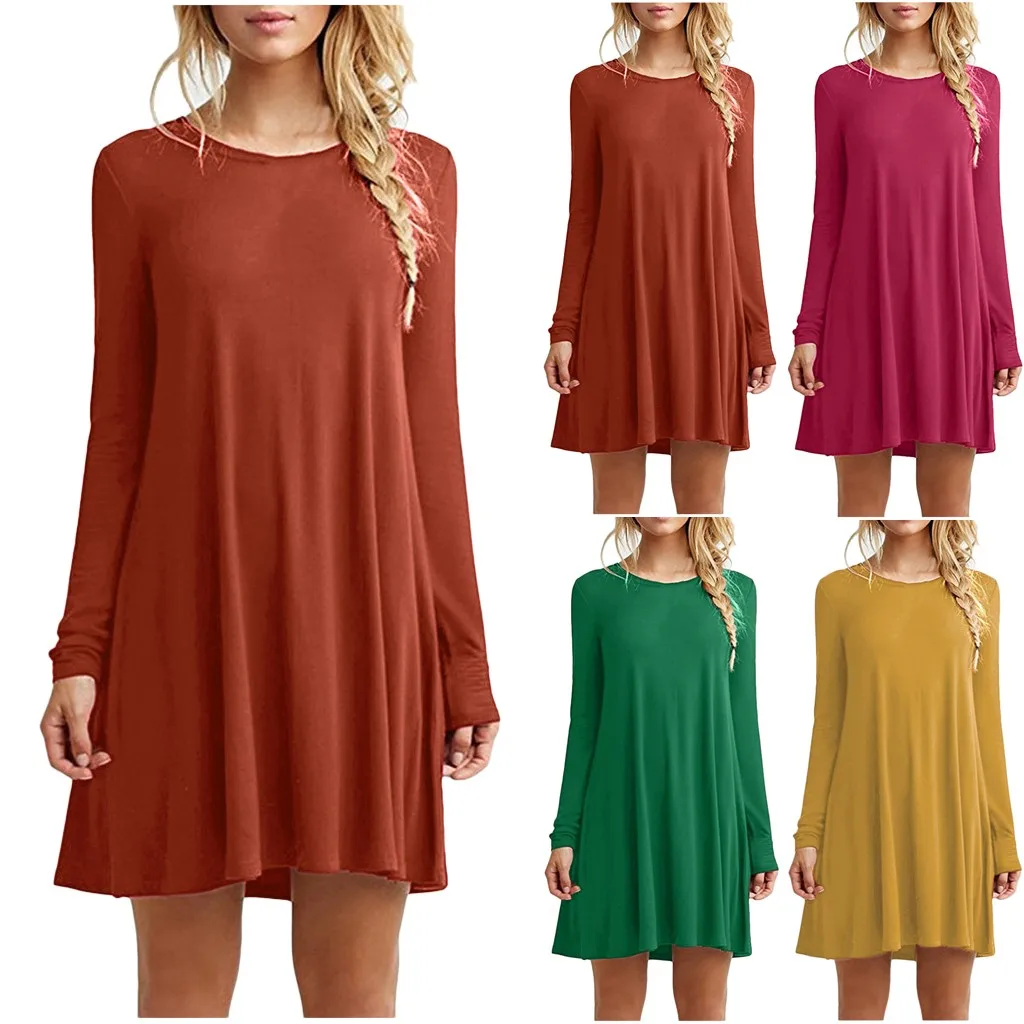 Для женщин однотонные Цвет с круглым вырезом короткий рукав бантом платье