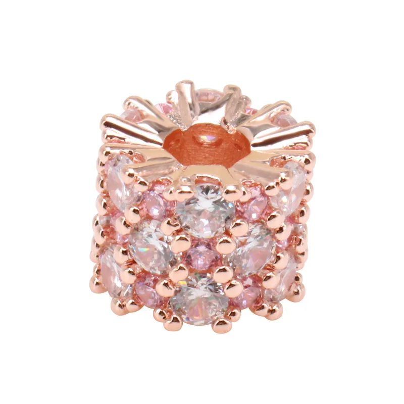 

Amas Genuine 925 Silver Transparent Sparkling Rose Gold Pink Diamonds Transparent Sparkling Zircon Charm Fit Original Bracelet