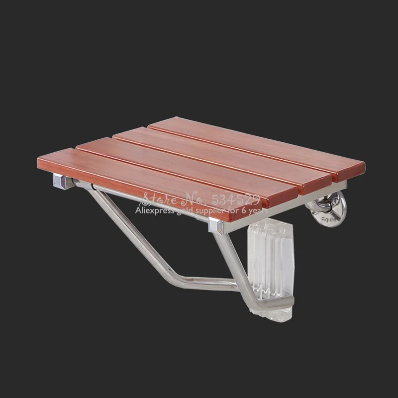 Банный стул из твердой древесины 30% складной сиденье для ванной комнаты