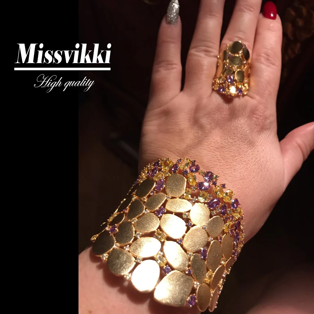 Missvikki новинка хит 3 шт браслет кольцо серьги набор для женщин свадебные блестящие