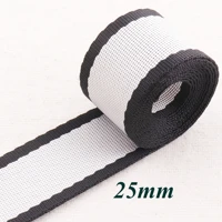 1 silver gray smooth striped webbing ribbon black edge bag purse straps totes belts tape bag handle 25mm webbing